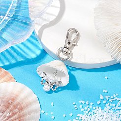 Angel Alloy & Natural Shell Pendant Decorations&nbsp;HJEW-JM02016-03