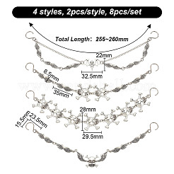8Pcs 4 Styles Gothic Style Skull Wing Iron Twisted Boot Strap Chains for Halloween&nbsp;FIND-AB00066