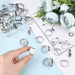 48Pcs 8 Style Adjustable 304 Stainless Steel Finger Rings Components&nbsp;STAS-DC0004-37