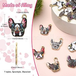35Pcs 7 Styles Rack Plating Alloy Enamel Pendants&nbsp;ENAM-CJ0003-62