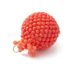Glass Seed Beaded Pomegranate Pendants&nbsp;PALLOY-MZ00936
