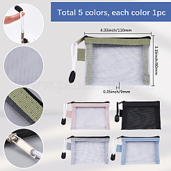 5Pcs 5 Colors Nylon Mesh Pen Bag&nbsp;AJEW-SP0001-89B