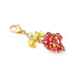 3Pcs Glass & Alloy & Brass Pendants Decorations&nbsp;HJEW-MZ00311