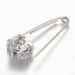 Brass Micro Pave Cubic Zirconia Safety Brooch&nbsp;JEWB-I010-01P