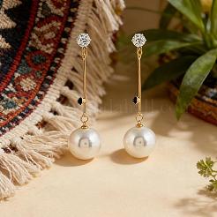 Iron with Imitation Pearl Round Dangle Stud Earrings and Cuff Rings Set&nbsp;YS4776-1