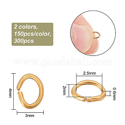 300Pcs 2 Colors 304 Stainless Steel Jump Rings&nbsp;STAS-UN0046-06