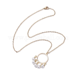 ABS Plastic Imitation Pearl with Brass Pendant Necklaces&nbsp;NJEW-JN04904