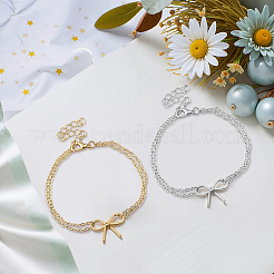 6Pcs 2 Colors Zinc Alloy Multi-Strand Bracelets&nbsp;BJEW-GO0001-16