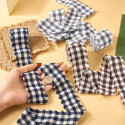 3 Rolls Tartan Cotton Linen Frayed Ribbon&nbsp;OCOR-TAC0035-11B