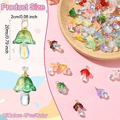 60Pcs 15 Styles Glass Pendants&nbsp;PALLOY-CJ00095