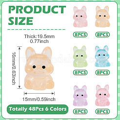 48Pcs 6 Colors Luminous Resin Dog Figurine&nbsp;DJEW-TA0001-43