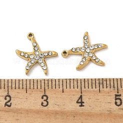 304 Stainless Steel Rhinestone Starfish&nbsp;STAS-I322-34G-01