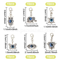 10 Sets Evil Eye Pendant Decorations&nbsp;HJEW-DR0001-07