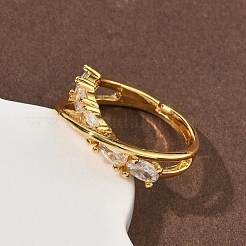 Brass Micro Pave Cubic Zirconia Finger Rings&nbsp;RJEW-H258-14G