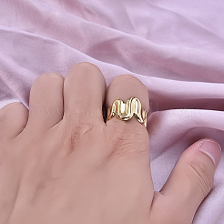Irregular Wave Stainless Steel Cuff Ring for Women&nbsp;LS-EK1772-2