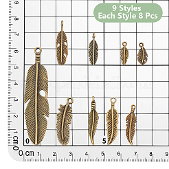 72Pcs 9 Styles Tibetan Style Alloy Pendants&nbsp;FIND-AR0005-92