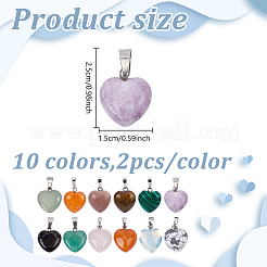 20Pcs 10 Styles Gemstone Pendants&nbsp;G-HY0001-85