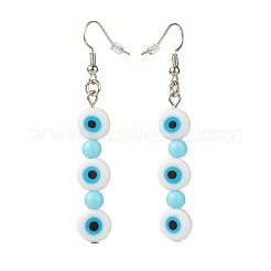 Lampwork Evil Eye & Acrylic Beaded Dangle Earrings&nbsp;EJEW-JE04972-04