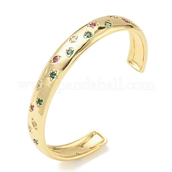 Brass Micro Pave Cubic Zirconia Cuff Bangles for Women&nbsp;BJEW-A172-03G