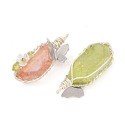 Electroplated Natural Quartz Copper Wire Wrapped Pendants&nbsp;PALLOY-TA00452