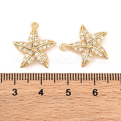 Brass Micro Pave Clear Cubic Zirconia Pendants&nbsp;KK-S389-10G