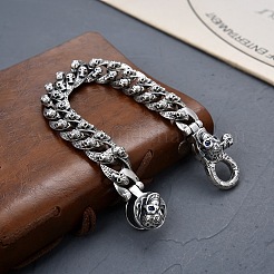 Tibetan Style Alloy Skull Link Chain Bracelet Men&nbsp;WG16695-01