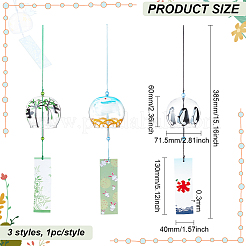 3Pcs 3 Style Japanese Glass Half Round Wind Chimes&nbsp;HJEW-BC0001-54