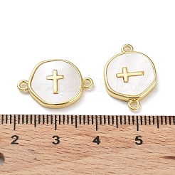 Rack Plating Brass Pave Shell Connector Charms&nbsp;LS-KK-Z036-08G