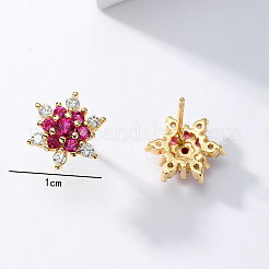 Brass Cubic Zirconia Snowflake Stud Earrings&nbsp;EG4192
