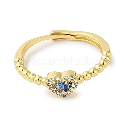 Rack Plating Brass Micro Pave Cubic Zirconia Adjustable Rings&nbsp;RJEW-H228-02G-01