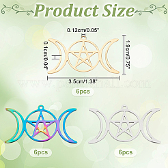 18Pcs 3 Colors 201 Stainless Steel Pendants Ion Plating(IP)&nbsp;STAS-UN0046-63