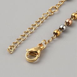 304 Stainless Steel Jesus & Cross Link Bracelet with 201 Stainless Steel Beaded Chains&nbsp;BJEW-WH0012-20D
