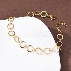 304 Stainless Steel Ring Link Chain Bracelets&nbsp;BJEW-P373-02B-G