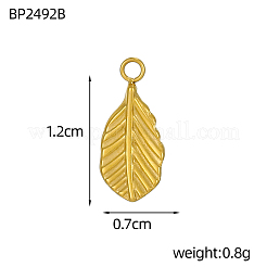 Leaf Charms 304 Stainless Steel Pendants&nbsp;STAS-OY004-40G