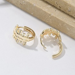 Brass Clear Cubic Zirconia Hoop Earrings&nbsp;EJEW-Q014-16G
