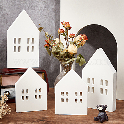 4Pcs 2 Styles Christmas Wood House Display Decorations&nbsp;DJEW-BC0001-28A