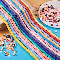 20 Strands 20 Colors Flat Round Handmade Polymer Clay Beads&nbsp;CLAY-SZ0001-72