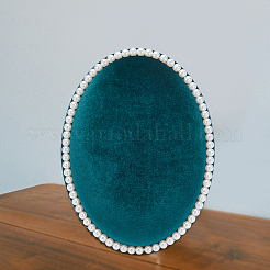 Oval Velvet Cover MDF Jewelry Display Stands&nbsp;ODIS-WH0025-105