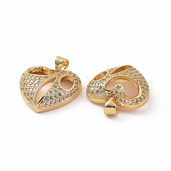 Brass Micro Pave Clear Cubic Zirconia Pendants&nbsp;ZIRC-F135-10G