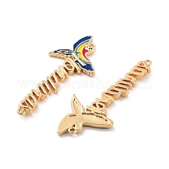 Rack Plating Brass Colorful Enamel Parrot Honduras Links Connector Charms&nbsp;KK-C063-06G