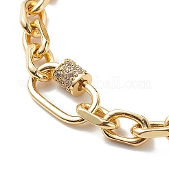 Brass Cable Chain Bracelet with Clear Cubic Zirconia Locking Carabiner for Men Women&nbsp;BJEW-JB08918