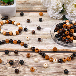 300Pcs 6 Colors Dyed Natural Wood Beads&nbsp;WOOD-PA0001-11