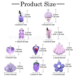 50Pcs 10 Styles Resin Pendants&nbsp;CRES-YW0001-32