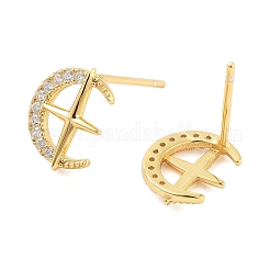 925 Sterling Silver Micro Pave Clear Cubic Zirconia Stud Earrings for Women&nbsp;EJEW-F342-01G
