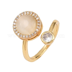 Rotatable Brass Micro Pave Cubic Zirconia Open Rings for Women&nbsp;RJEW-K305-01G