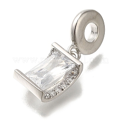 Rack Plating Brass Micro Pave Clear Cubic Zirconia European Dangle Charms&nbsp;KK-H485-18P