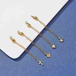 8Pcs 4 Style Brass Micro Pave Cubic Zirconia Chain Extender&nbsp;KK-SZ0005-61