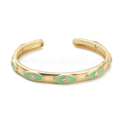 Brass Micro Pave Clear Cubic Zirconia Cuff Bangles&nbsp;BJEW-A116-07G