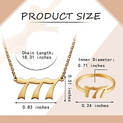 Number Pendant Necklace & Open Cuff Ring&nbsp;JX201A