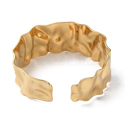 304 Stainless Steel Textured Open Cuff Bangle for Women&nbsp;BJEW-Q770-02G